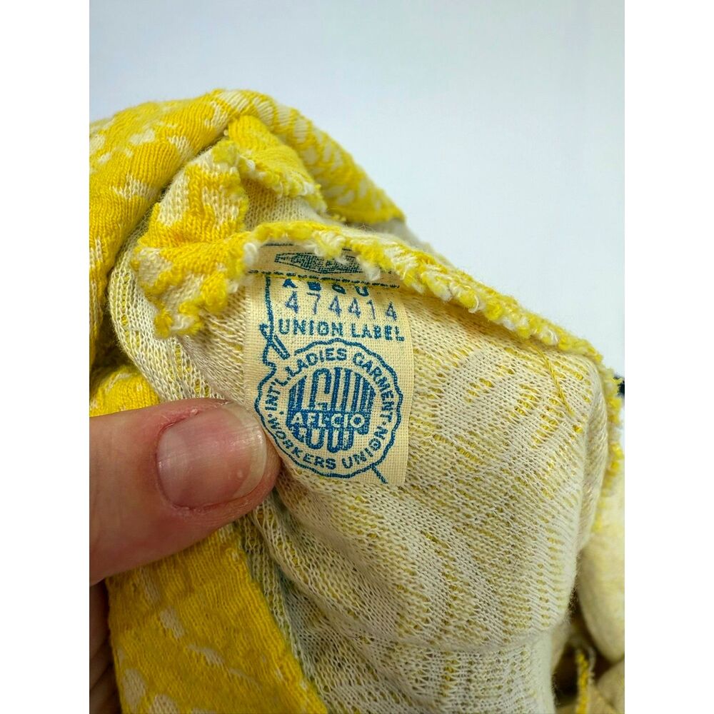 Nelly DeGrab NY vintage 60s yellow woven a-line knee length dress with belt - Picture 7 of 7